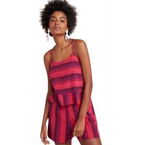 NWT ANTHROPOLOGIE Amadi Striped Linen Shorts Romper